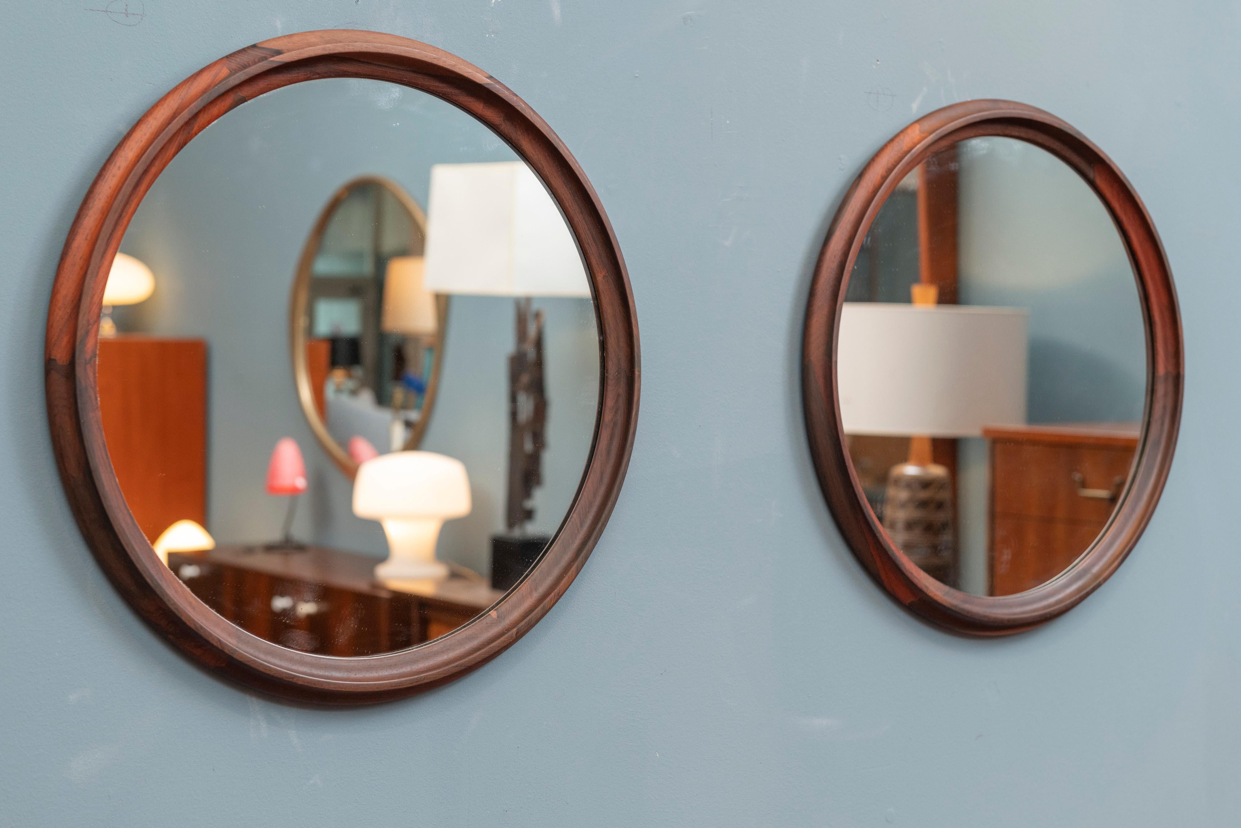 Mid-20th Century Scandinavian Modern Rosewood Wall Mirrors For Sale