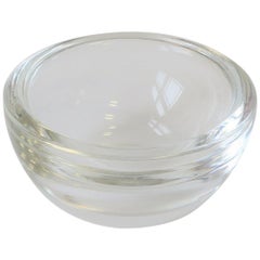 Scandinavian Modern Round Clear Art Glass Bowl