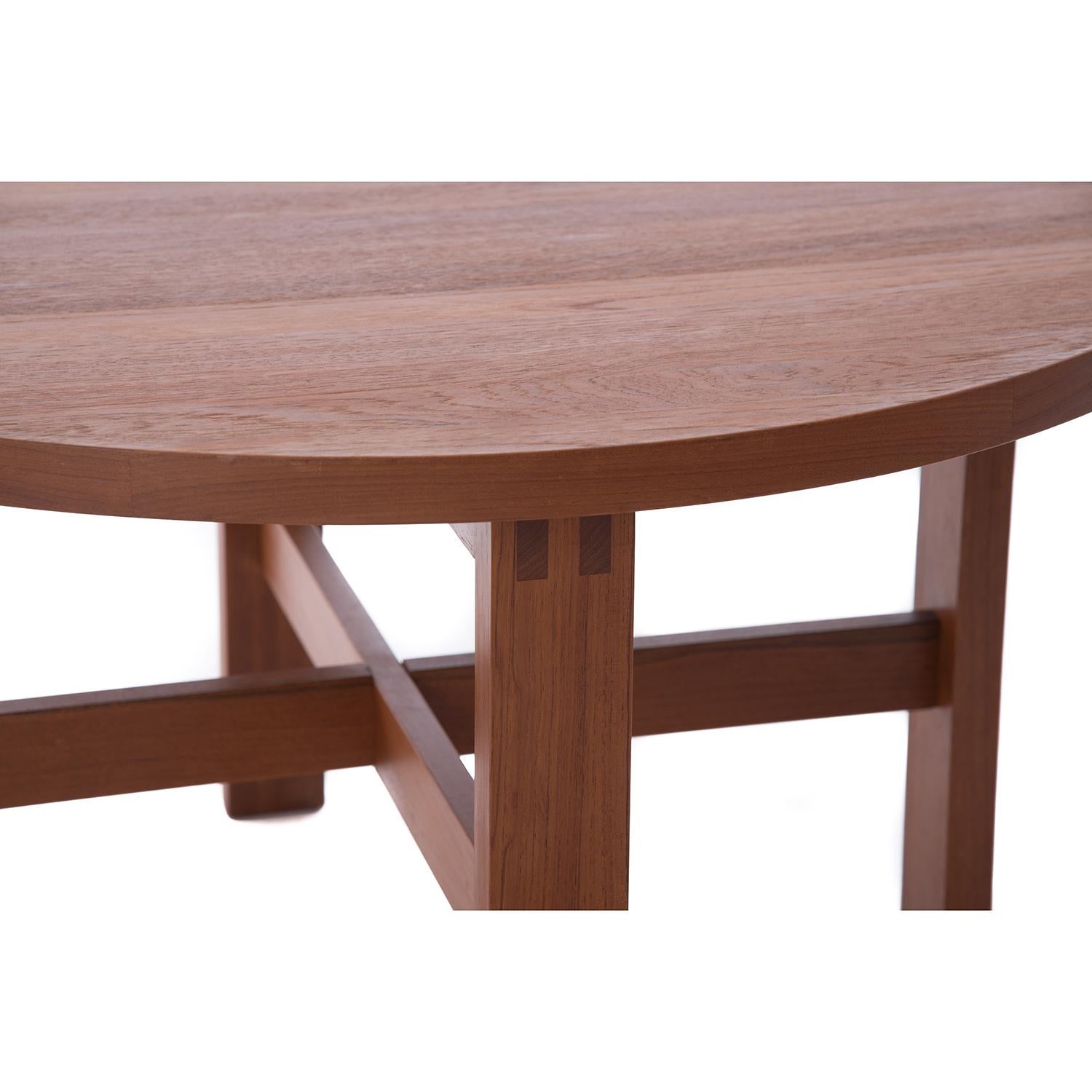 Oiled Scandinavian Modern Round Coffee or Occasional Table in Solid Teak