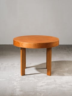 Table basse ronde scandinave moderne en bouleau, années 1940