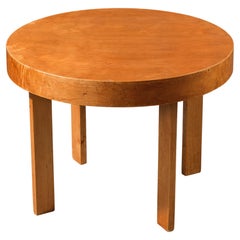 Scandinavian Modern Round Coffee Table in Birch, 1940s
