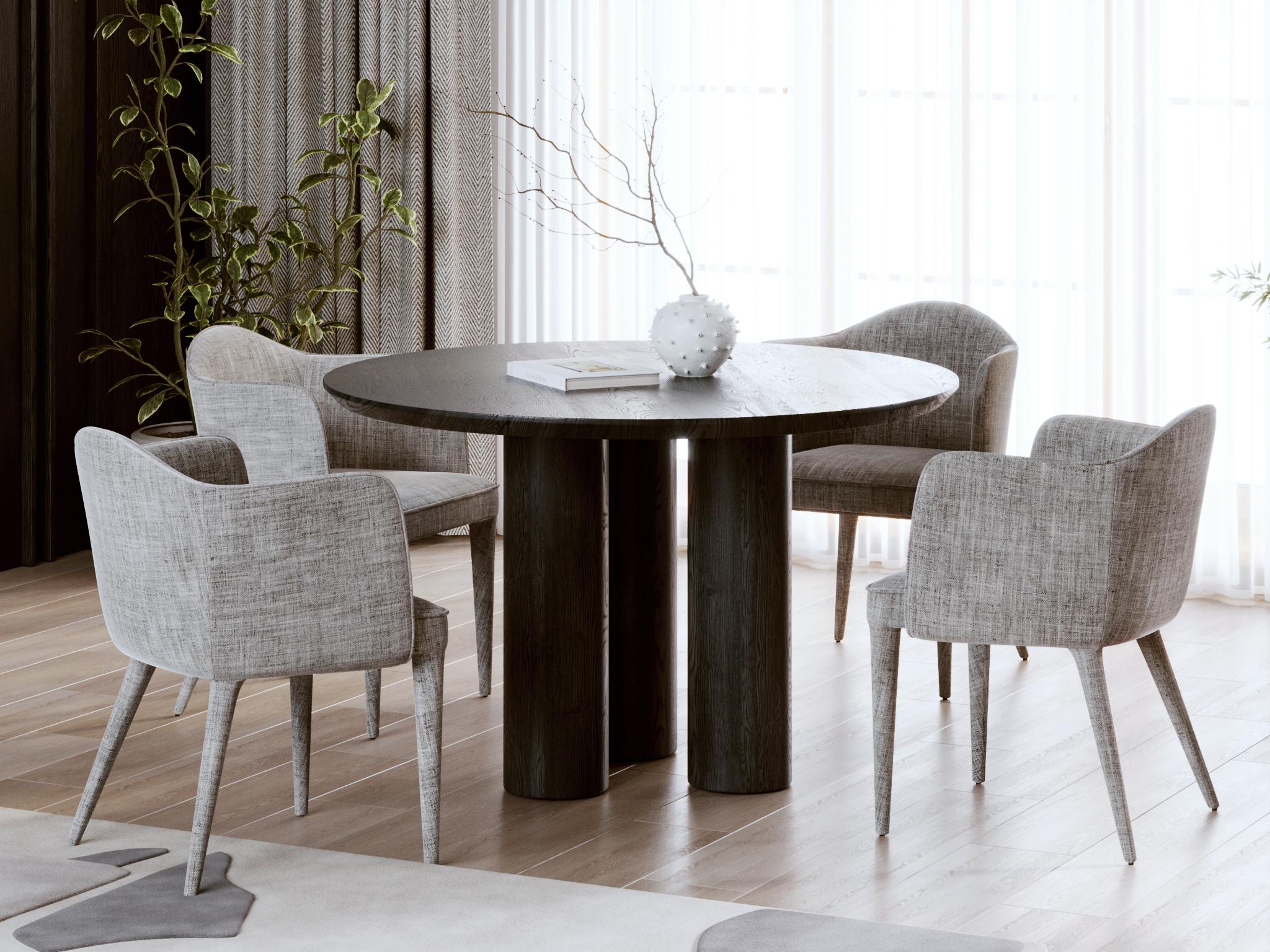 Modern Round Dining Table in Black Solid Oak
If you need a 3D model, just let us know!
Elegance and bold character come together in this round dining table, handcrafted from solid oak and finished in deep matte black. Its perfectly circular tabletop