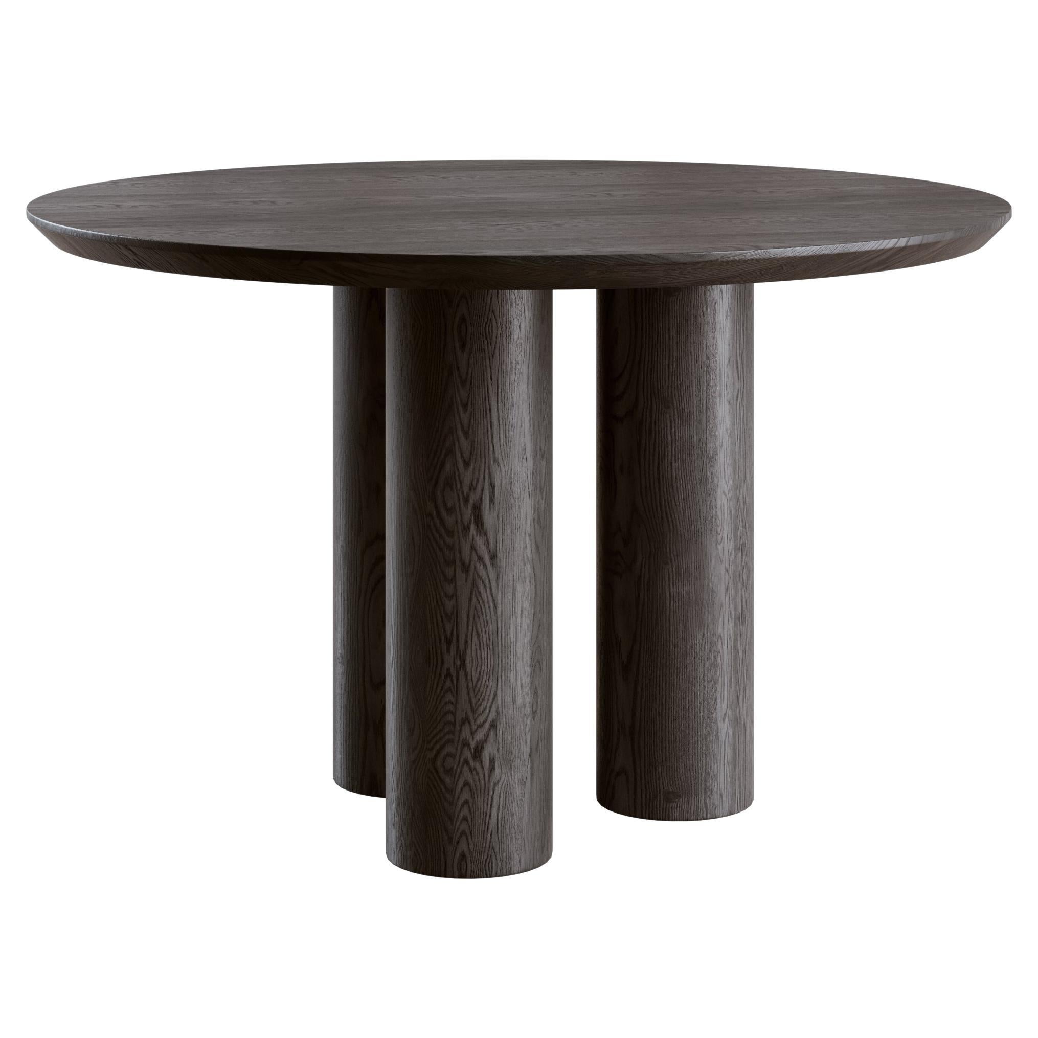 Scandinavian Modern Round Dining Table in Black Solid Oak + 3D Model
