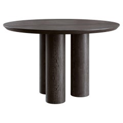 Scandinavian Modern Round Dining Table in Black Solid Oak + 3D Model
