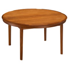 Scandinavian Modern Round Dining Table in Teak with Raised Edge