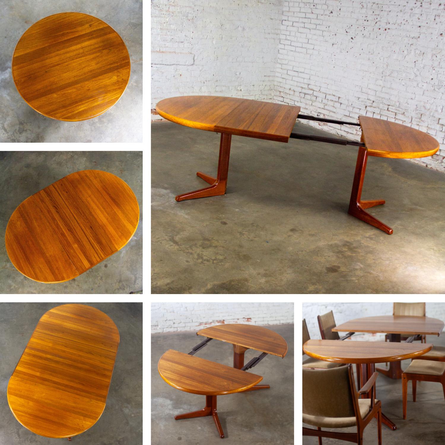 Scandinavian Modern Round to Oval Teak Expanding Dining Table Attr Gudme Mobel. For Sale 8