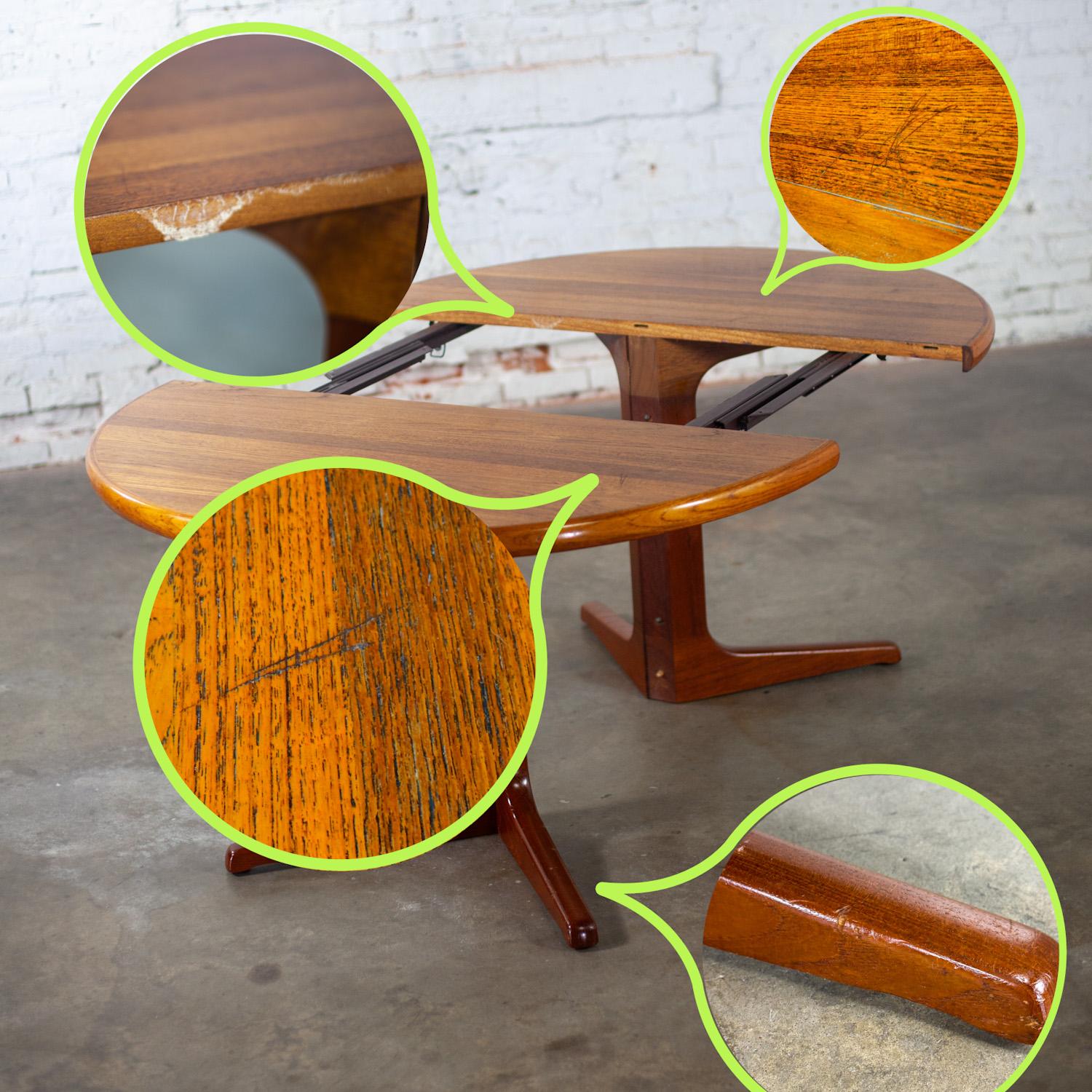 Scandinavian Modern Round to Oval Teak Expanding Dining Table Attr Gudme Mobel. For Sale 10