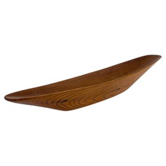 Scandinavian Modern Sakari Pykälä a Unique Handcarved Larchwood Boatshaped Dish