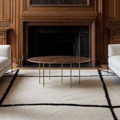Scandinavian Modern Sand Wool Rug Rectangular Minimal Black Geometric Lines