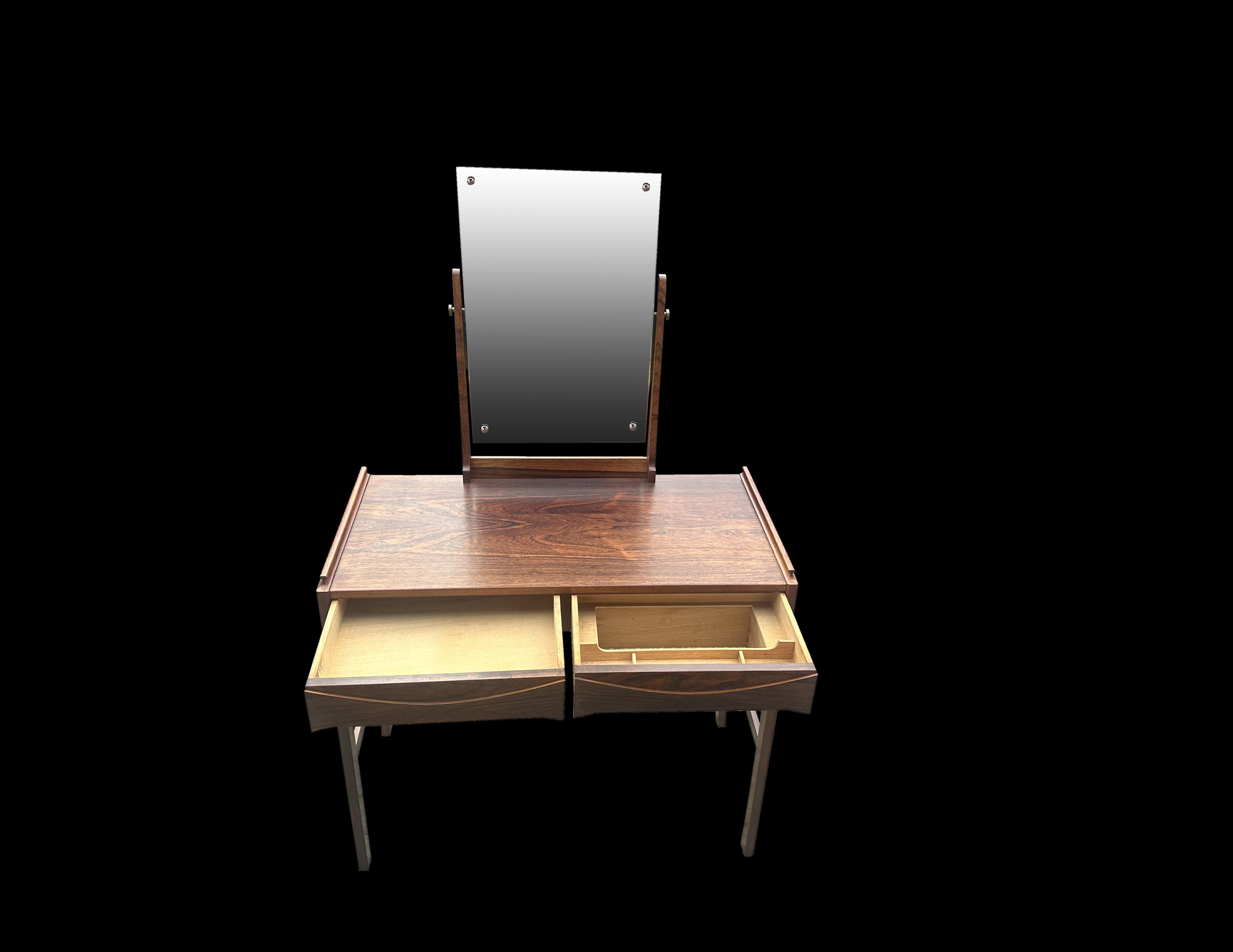 Scandinavian Modern Santos Rosewood Dressing Table and Stool 2