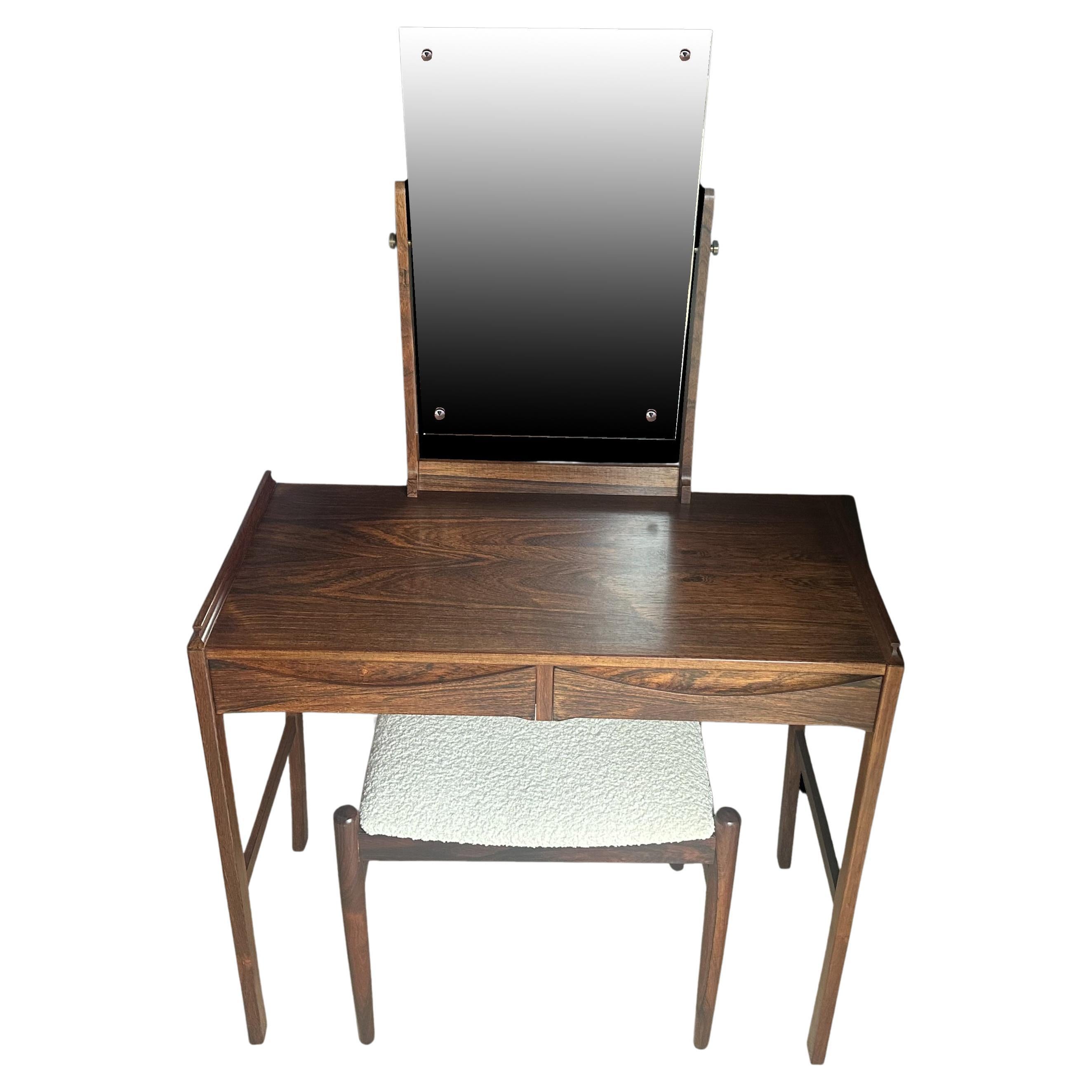 Scandinavian Modern Santos Rosewood Dressing Table and Stool