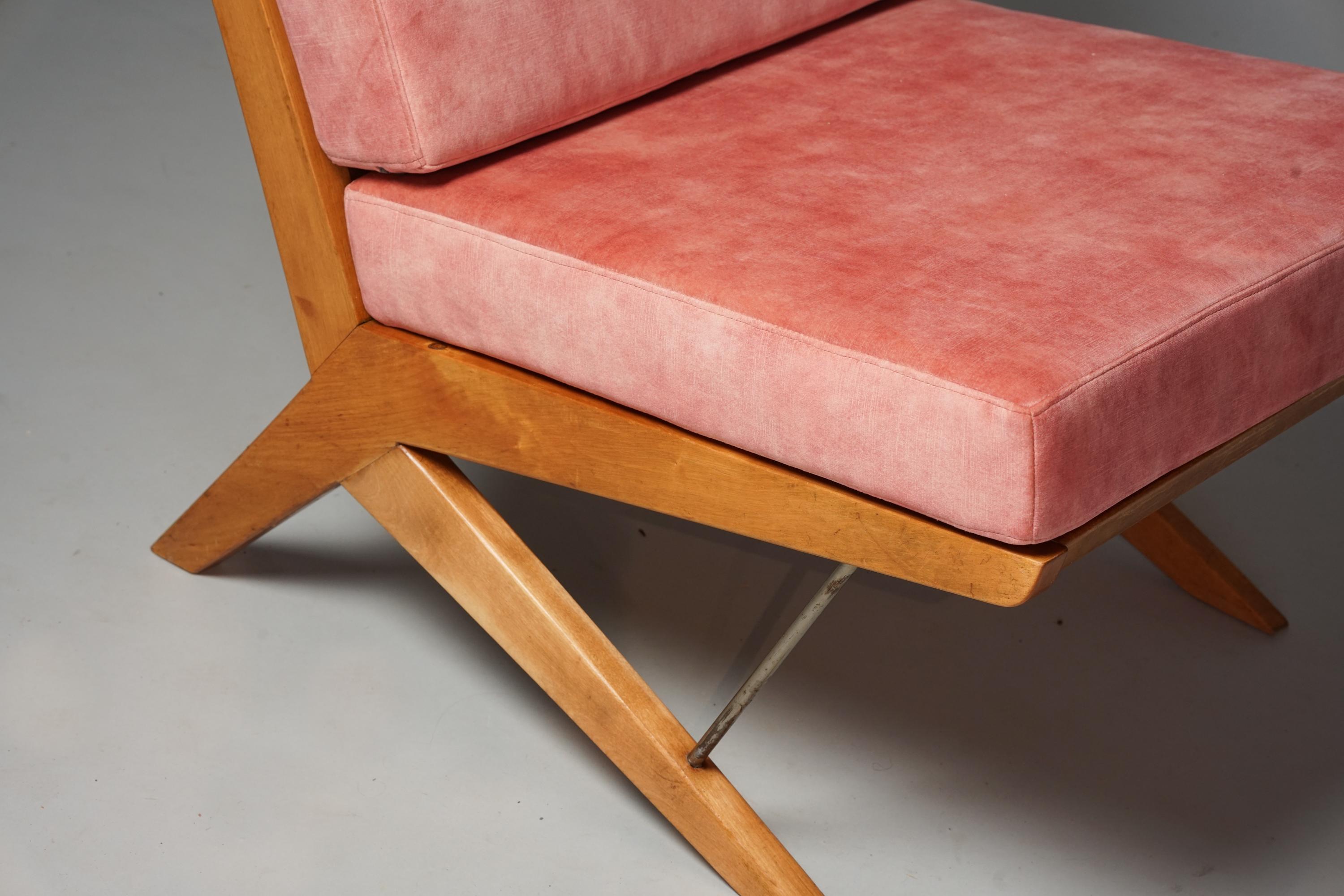 Finnish Scandinavian Modern Scissor Chair In The Style Of Olavi Hänninen, 1950/1960s For Sale