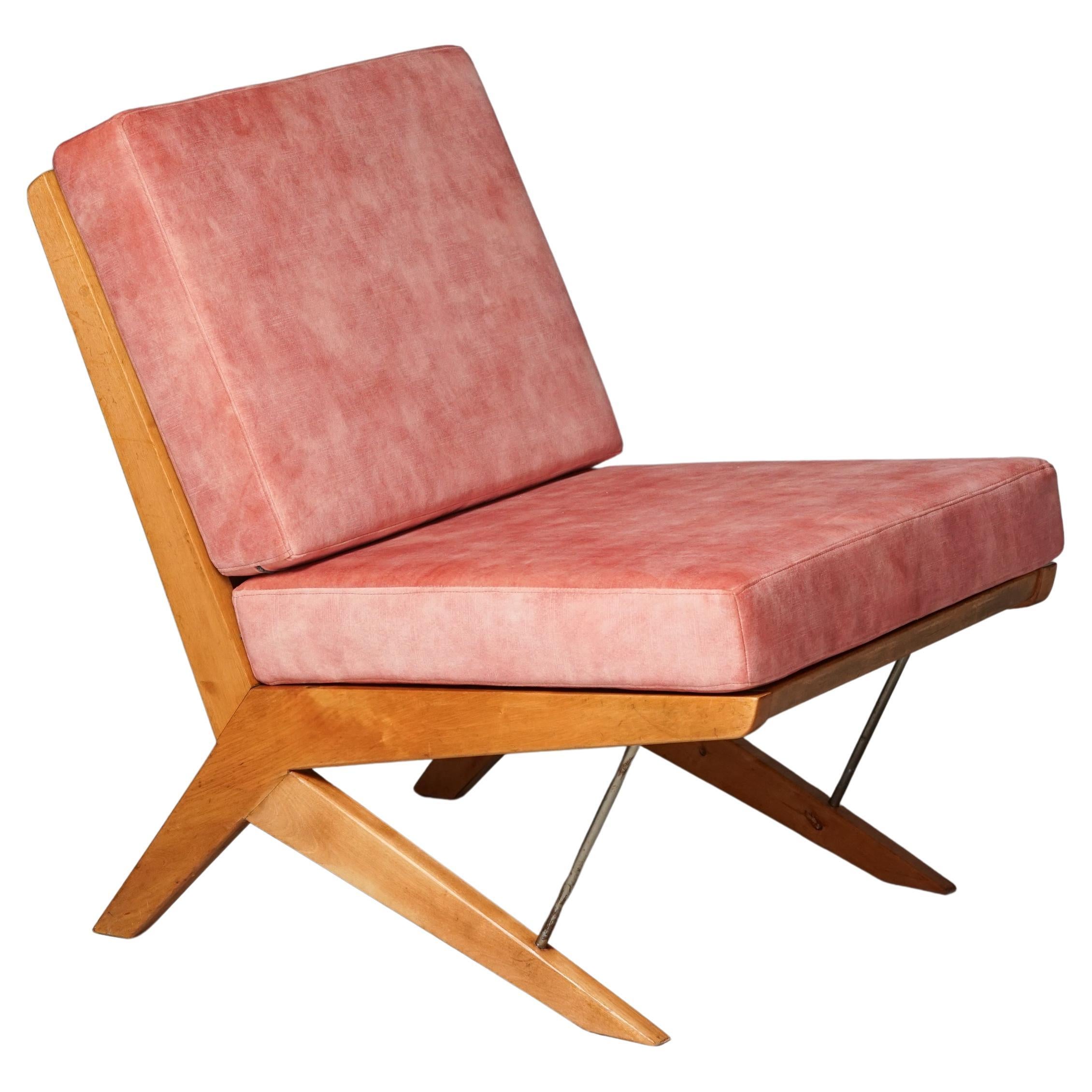 Scandinavian Modern Scissor Chair In The Style Of Olavi Hänninen, 1950/1960s For Sale
