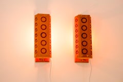 Scandinavian modern sconces. A pair of Mid-century modern Pine wood wall lights