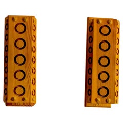 Scandinavian modern sconces. A pair of Mid-century modern Pine wood wall lights