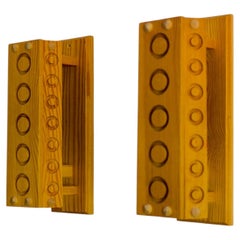 Scandinavian modern sconces. A pair of Mid-century modern Pine wood wall lights