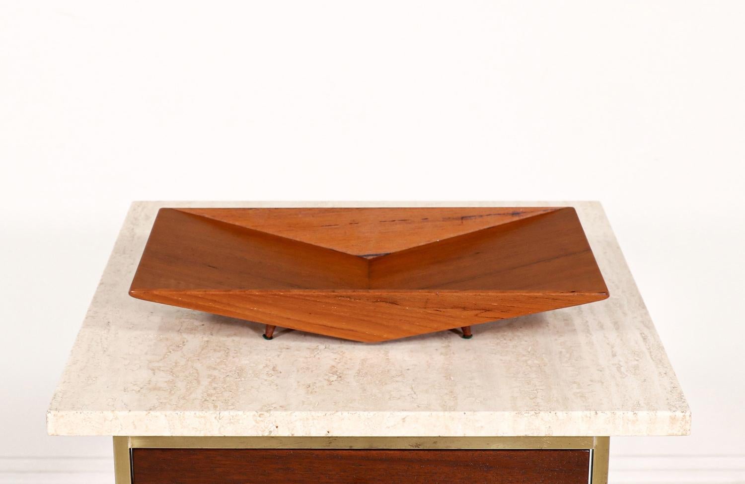 Scandinavian Modern sculpted teak tray by Sowe Konst Sovestad.