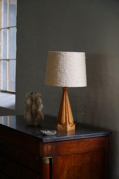 Scandinavian Modern, Sculptural Hand Carved Wooden Table Lamp, Denmark, 1970s