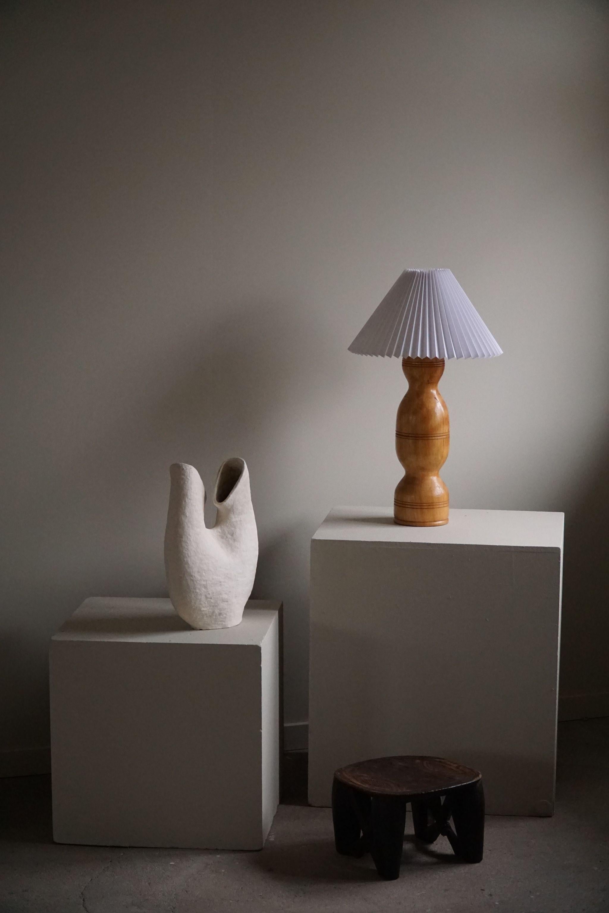 Brutalist Scandinavian Modern, Sculptural Organic Wooden Table Lamp, 1960s 