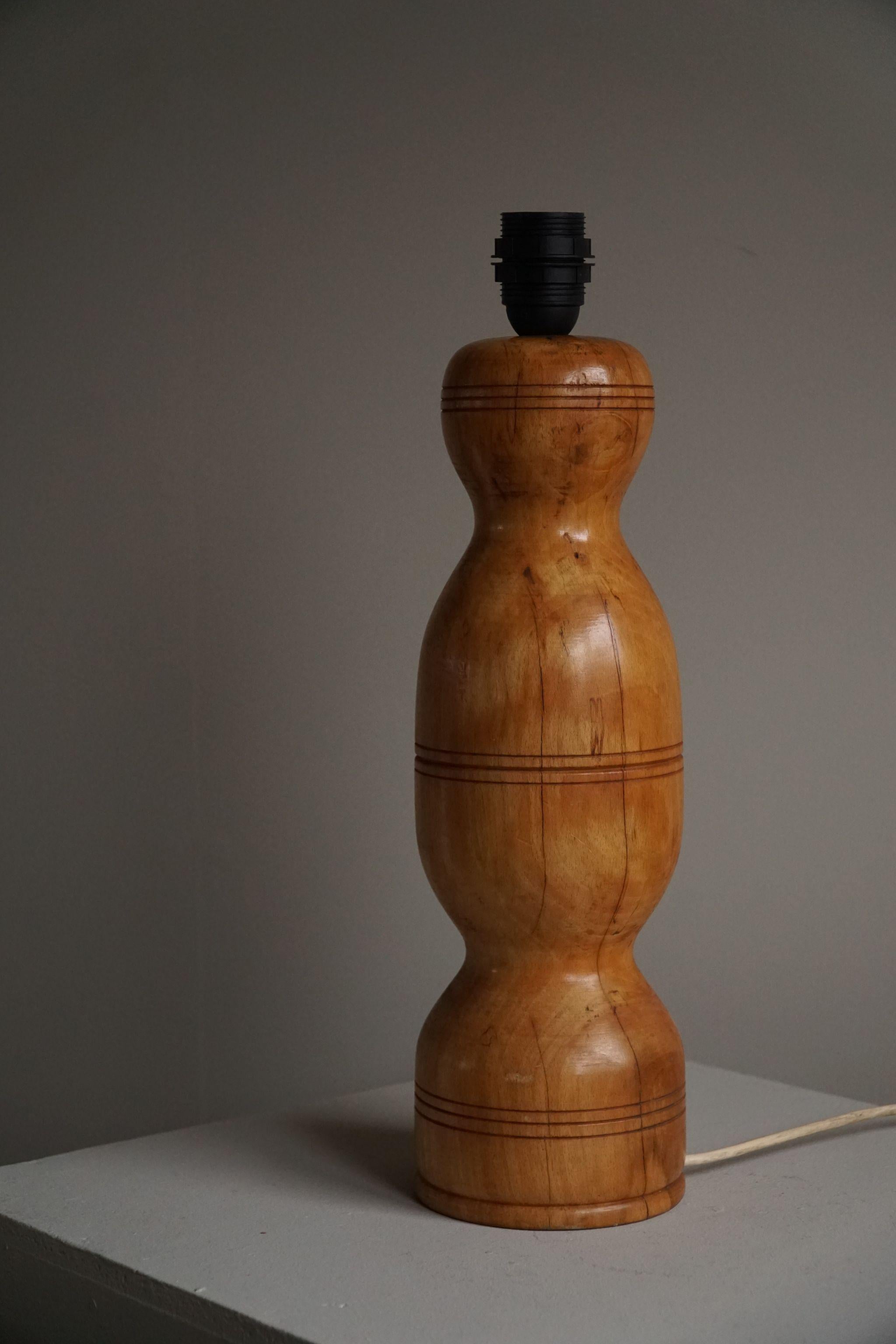 Beech Scandinavian Modern, Sculptural Organic Wooden Table Lamp, 1960s 