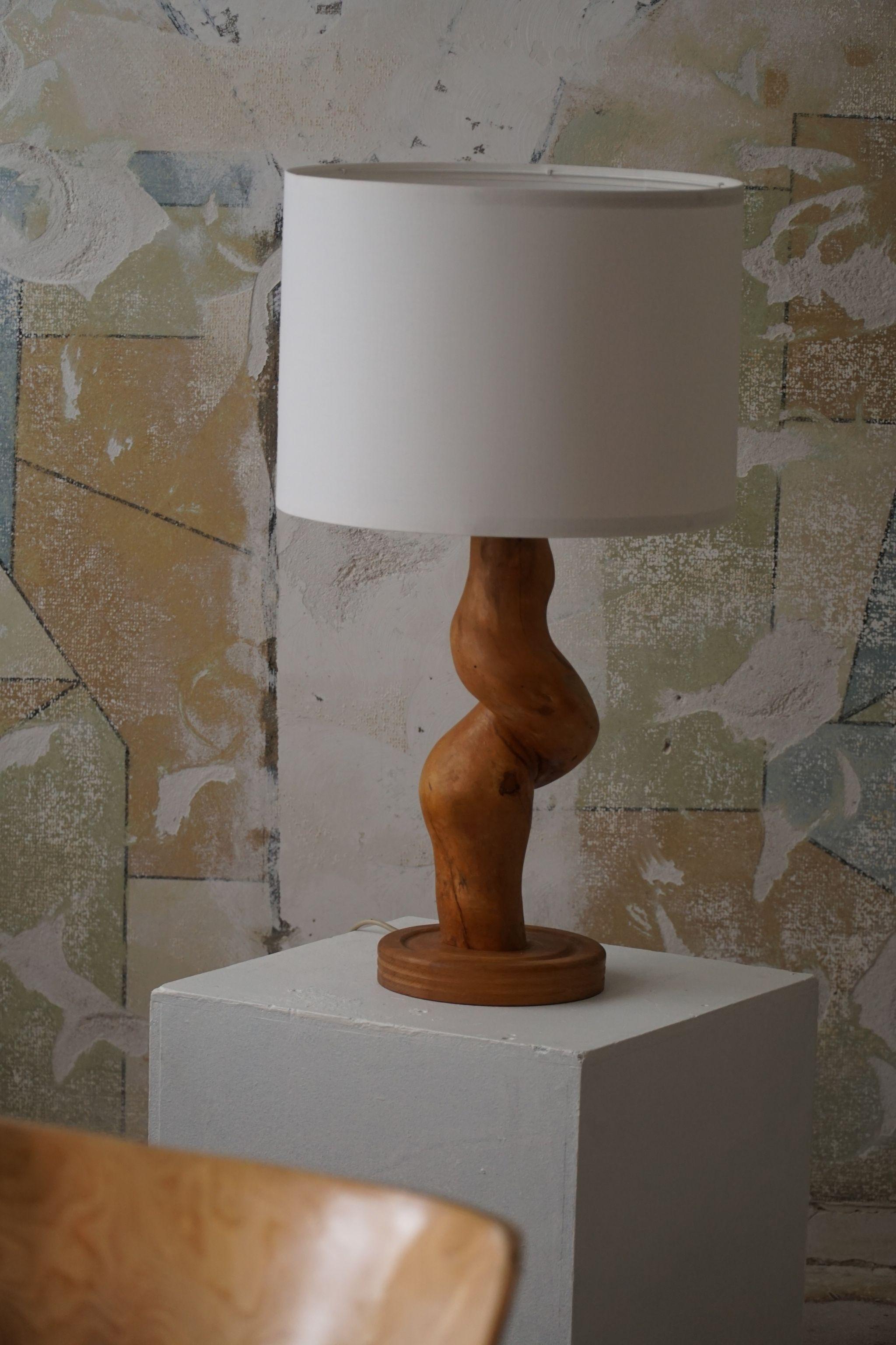 Scandinavian Modern, Sculptural Organic Wooden Table Lamp, 1970s 1