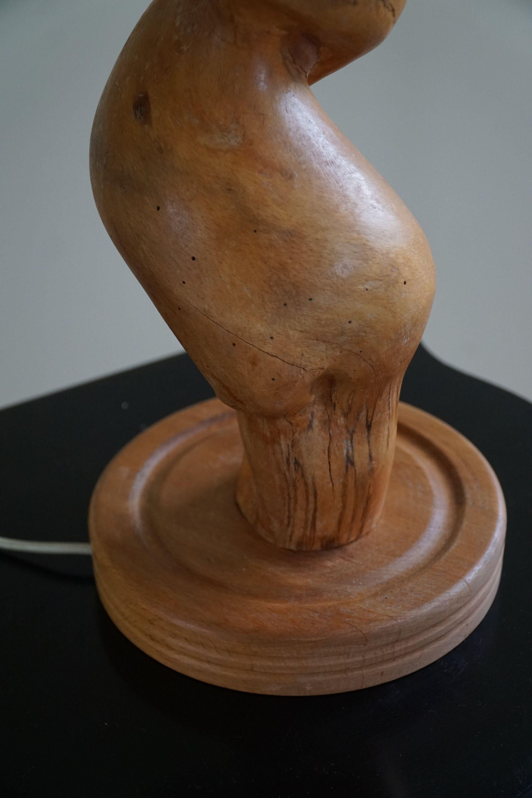 Scandinavian Modern, Sculptural Organic Wooden Table Lamp, 1970s 2