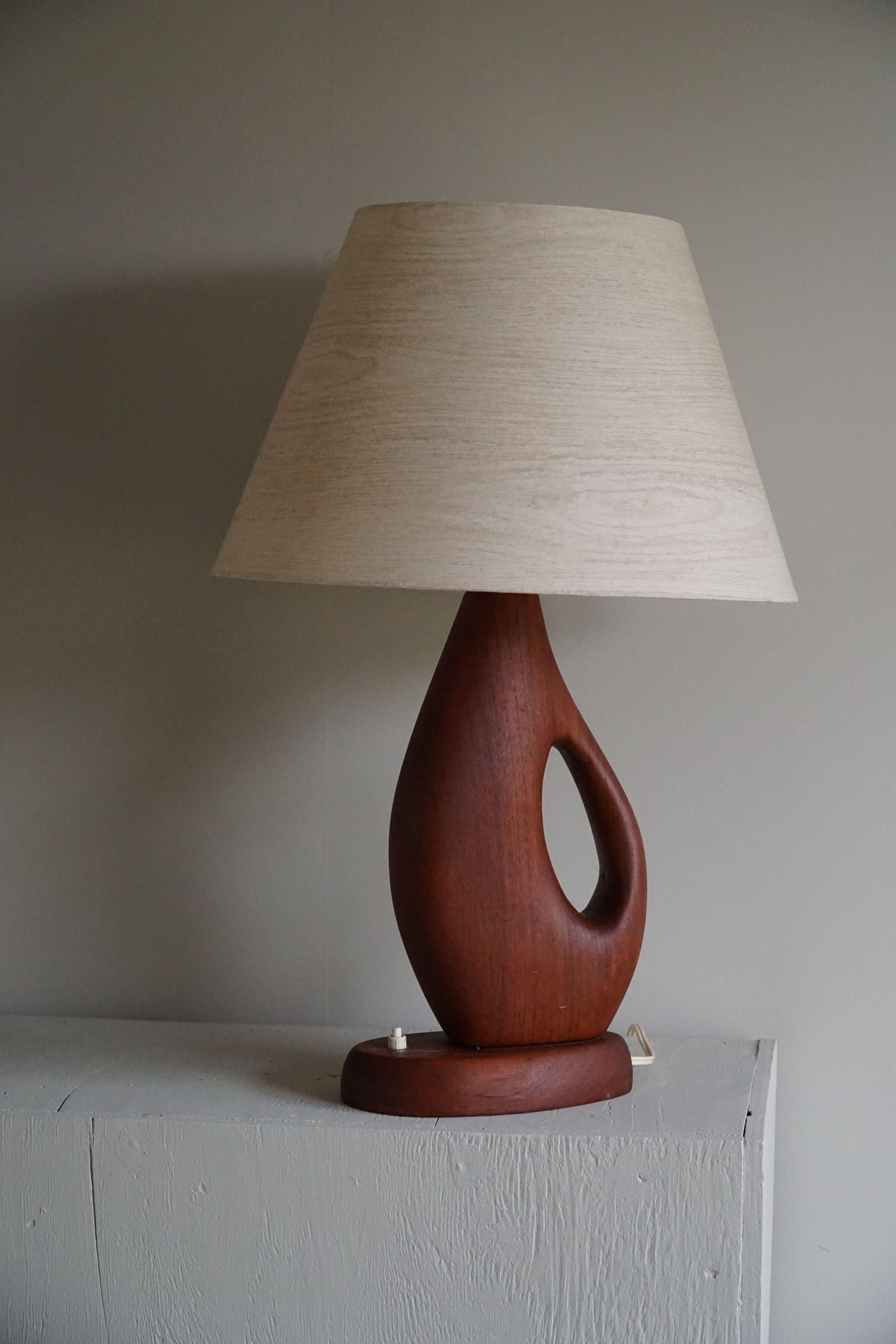 Scandinavian Modern, Sculptural Organic Wooden Table Lamp in Teak, 1960s 1