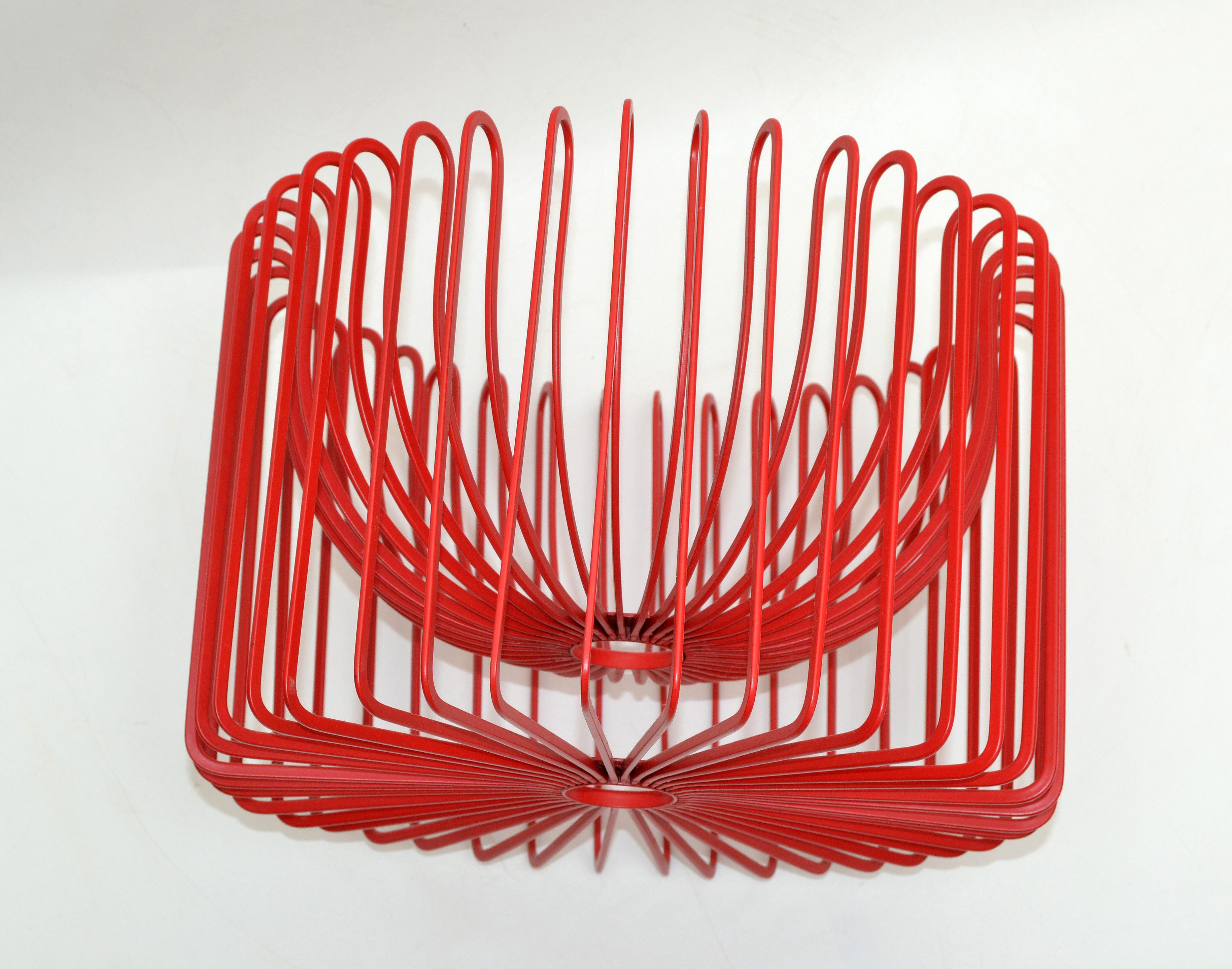 Scandinavian Modern Sculptural Red Metal Bowl, Centerpiece Made in Sweden 1980s For Sale 1