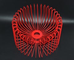 Scandinavian Modern Sculptural Red Metal Bowl, Centerpiece Made in Sweden 1980s