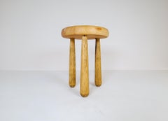 Scandinavian Modern Sculptural Stool Pine, Sweden, 1970s