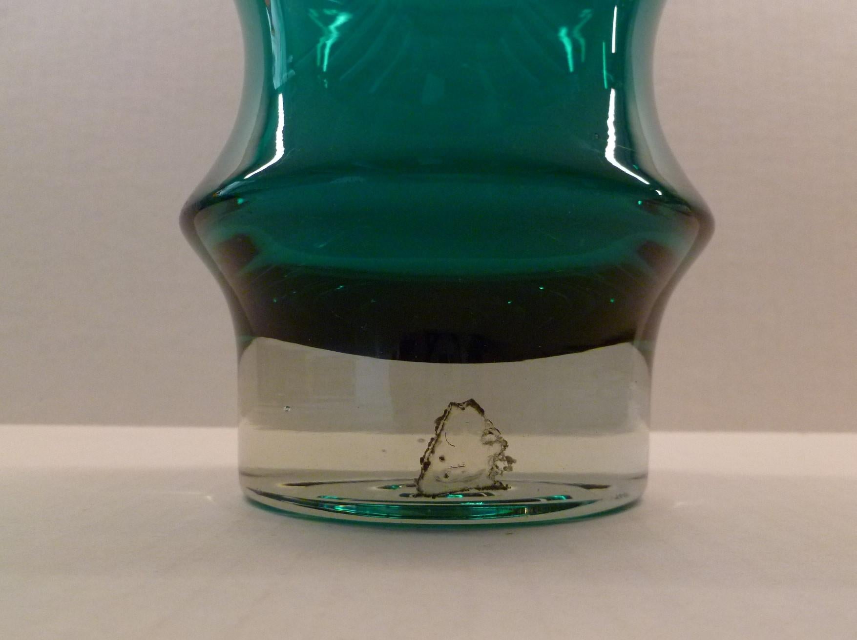 Art Glass Scandinavian Modern Sculptural Vase 1970s by Tamara Aladin for Riihimaki Finland