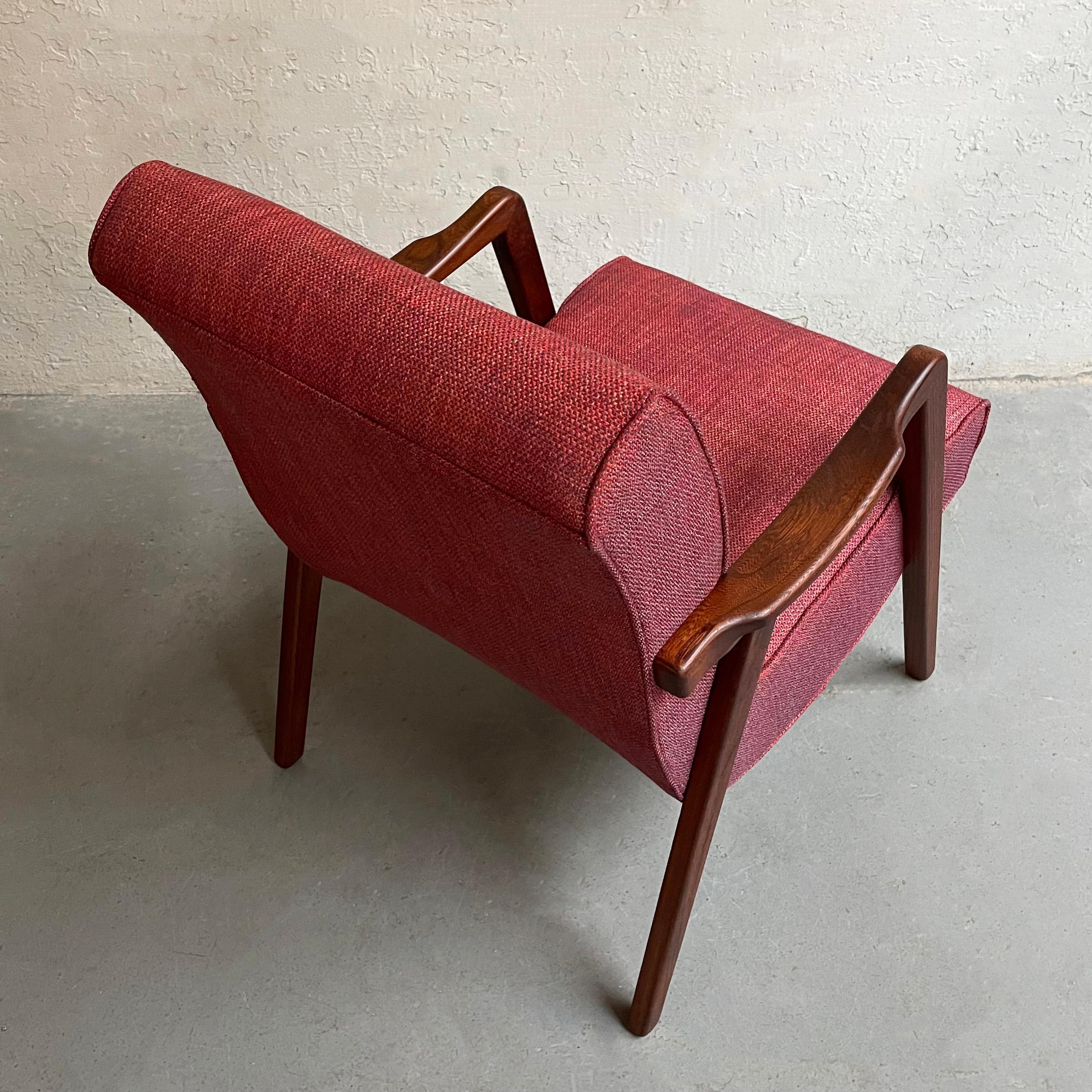 20th Century Scandinavian Modern Sculptural Walnut Scoop Armchair For Sale