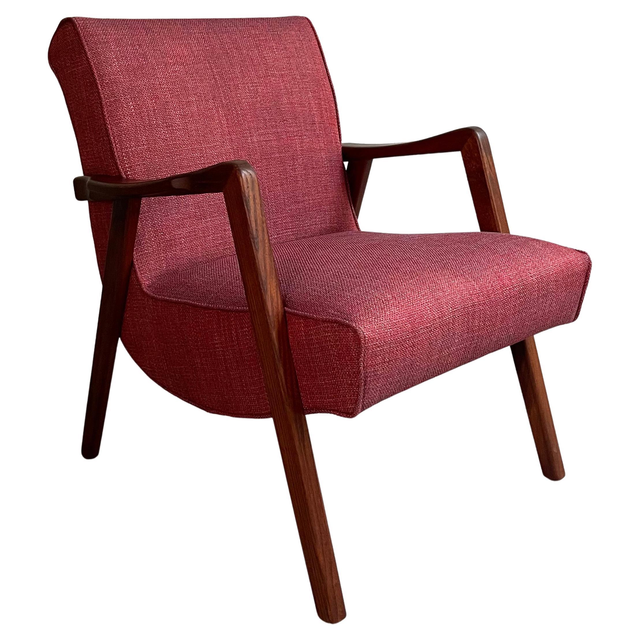 Scandinavian Modern Sculptural Walnut Scoop Armchair For Sale