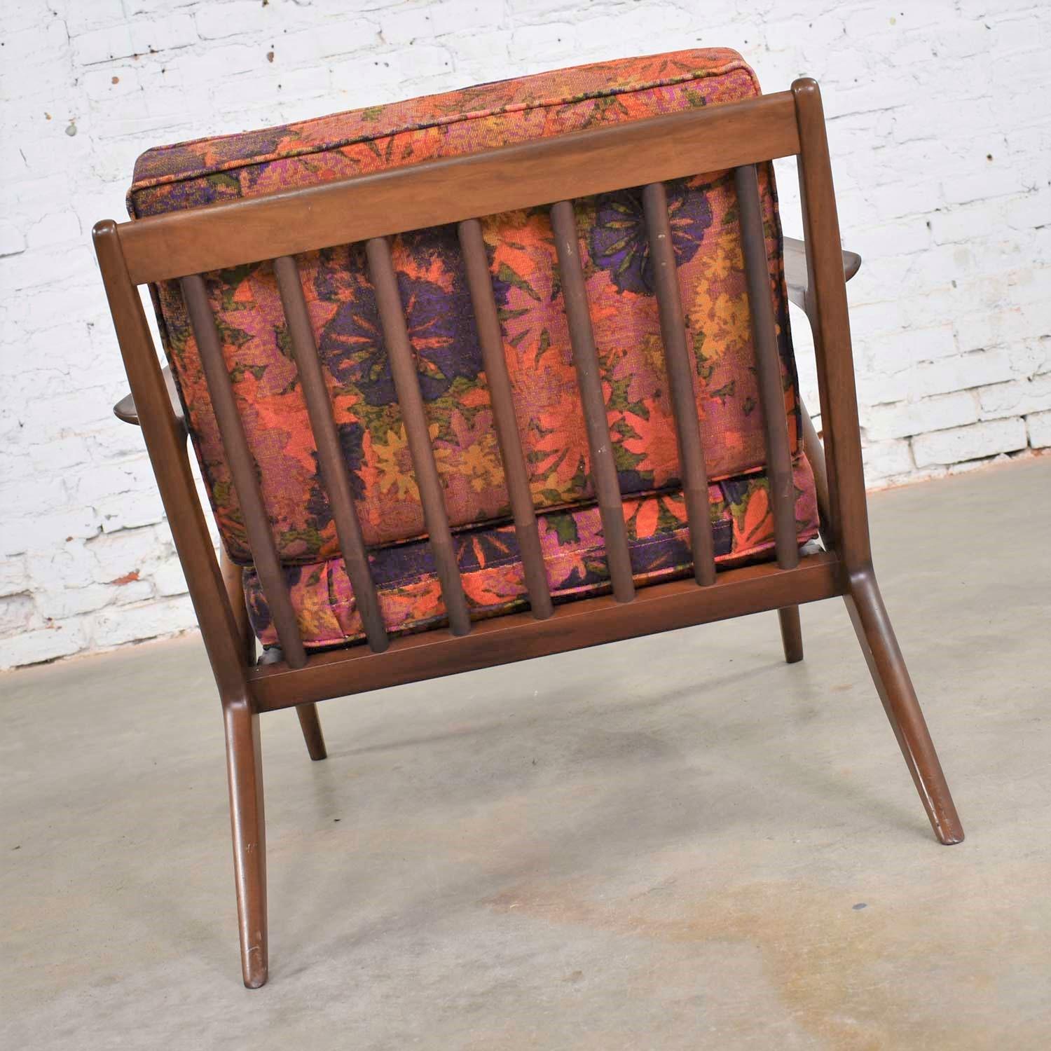 Scandinavian Modern Selig Z Lounge Chair by Poul Jensen Walnut Original Fabric 1