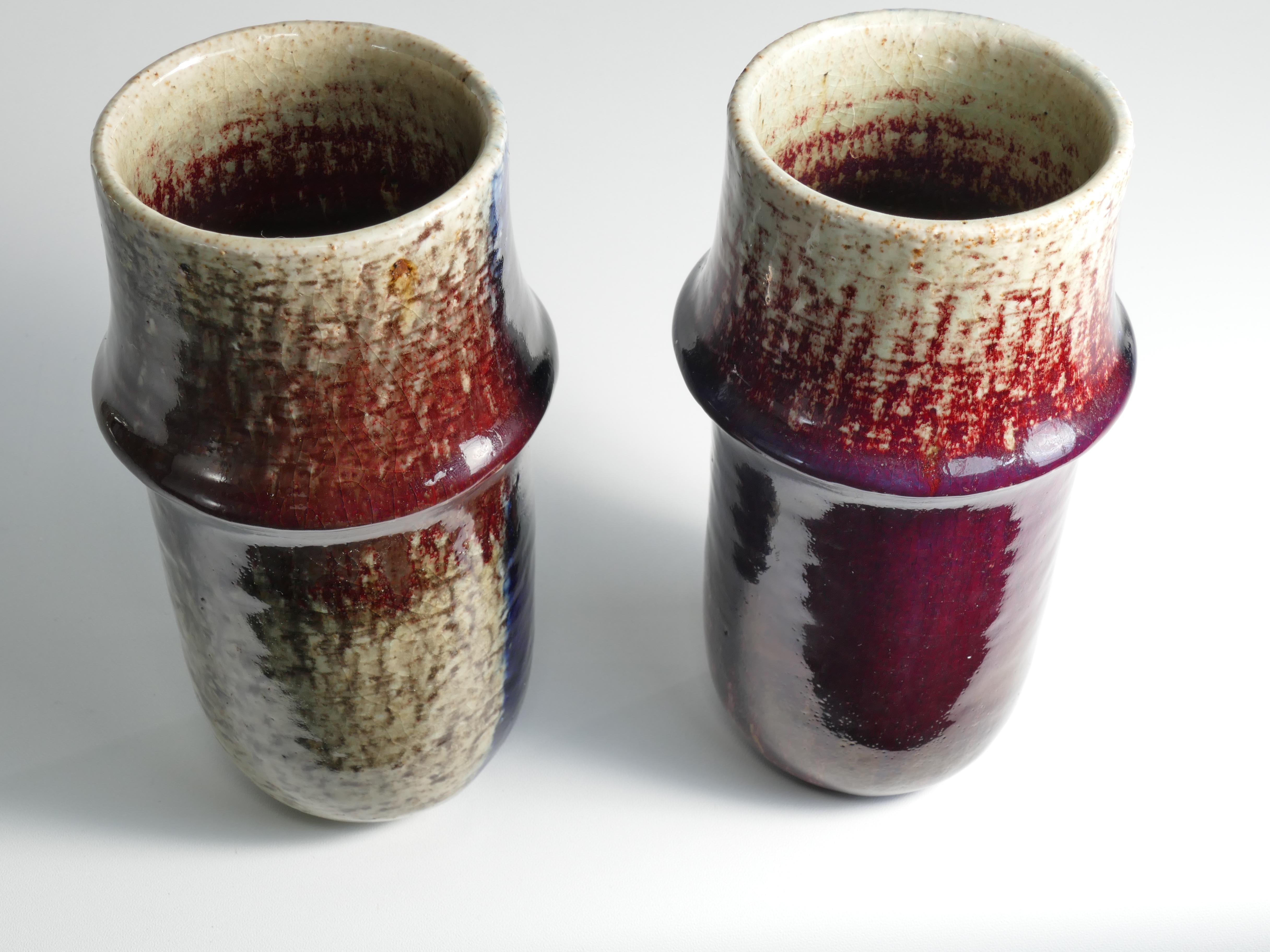 Fait main Vases en céramique modernes scandinaves, Sylvia Leuchovius, Rörstrand 1976,  Ensemble de 2 pièces en vente