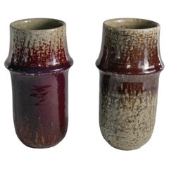 Vintage Scandinavian Modern Set of 2 Ceramic Vases, Sylvia Leuchovius, Rörstrand 1976