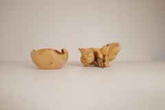 Scandinavian Modern Set of 2 Swedishs Folk Art Organic Burl Bowls, circa 1990s