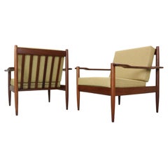 Scandinavian Modern Set of 2 Teak Lounge Chairs& New Upholstery, 1960's Denmark