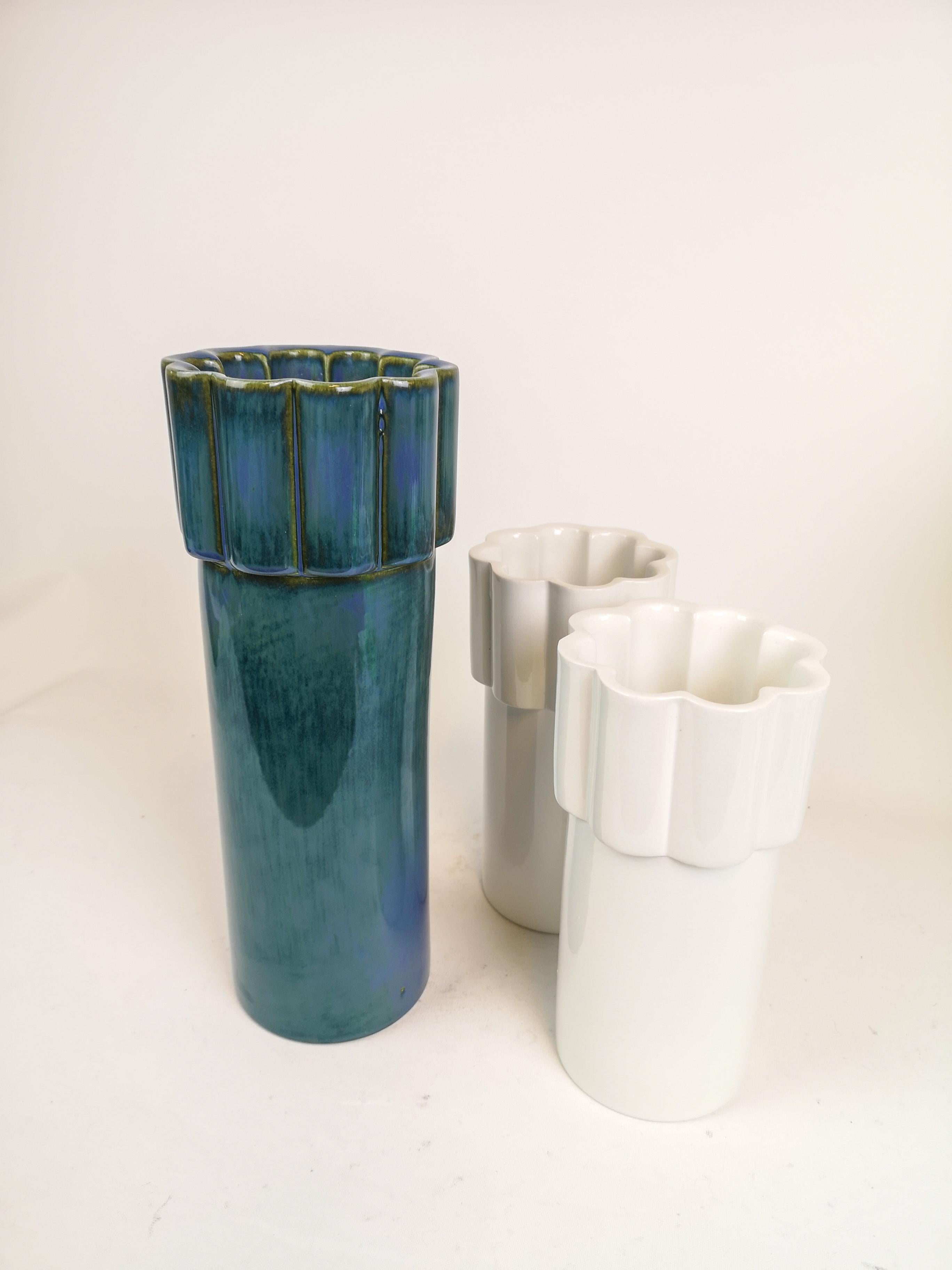 Swedish Scandinavian Modern Set of 3 Vases Konvex by Karin Björquist Gustavsberg, Sweden For Sale