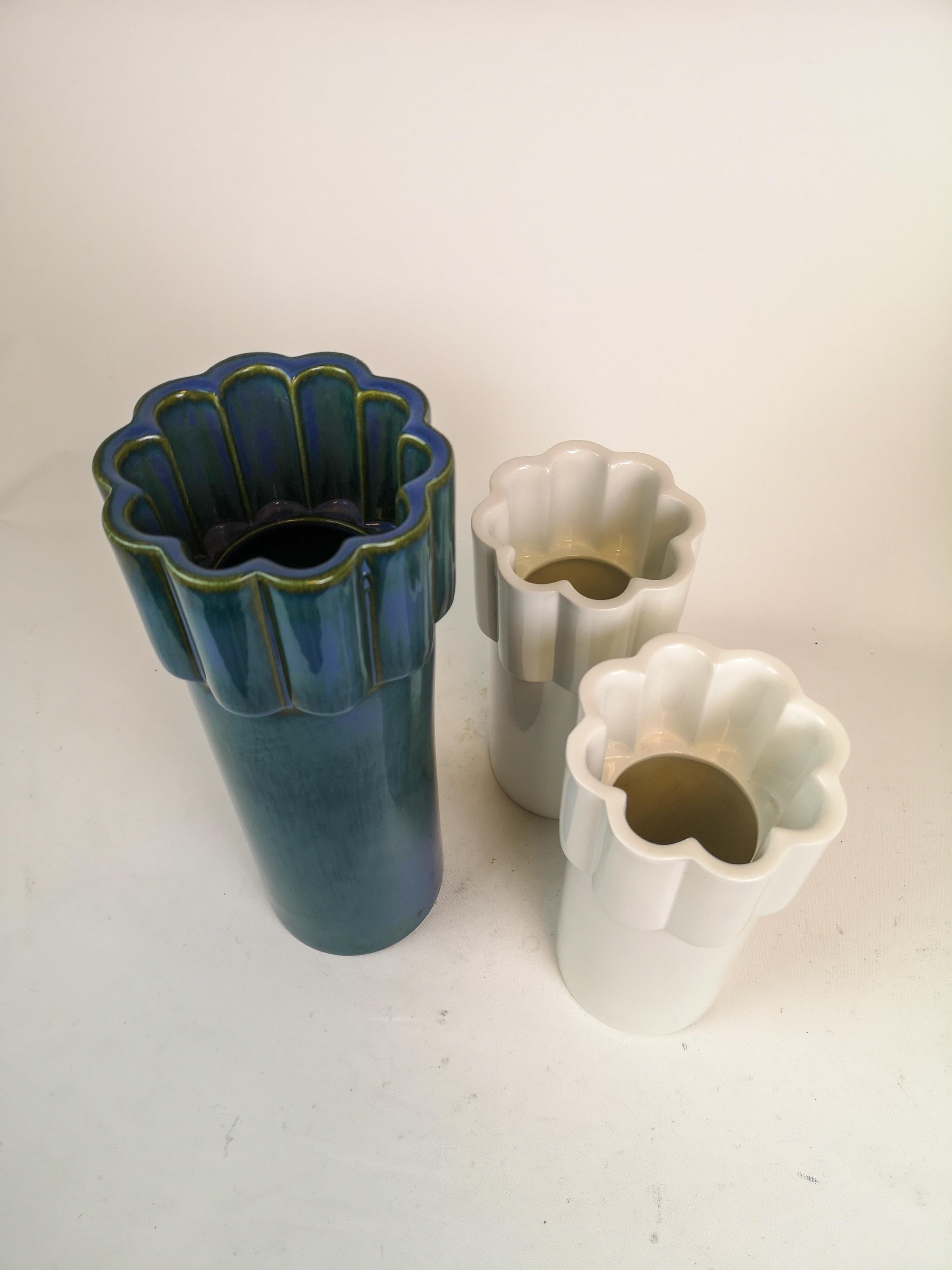 Scandinavian Modern Set of 3 Vases Konvex by Karin Björquist Gustavsberg, Sweden In Good Condition For Sale In Hillringsberg, SE