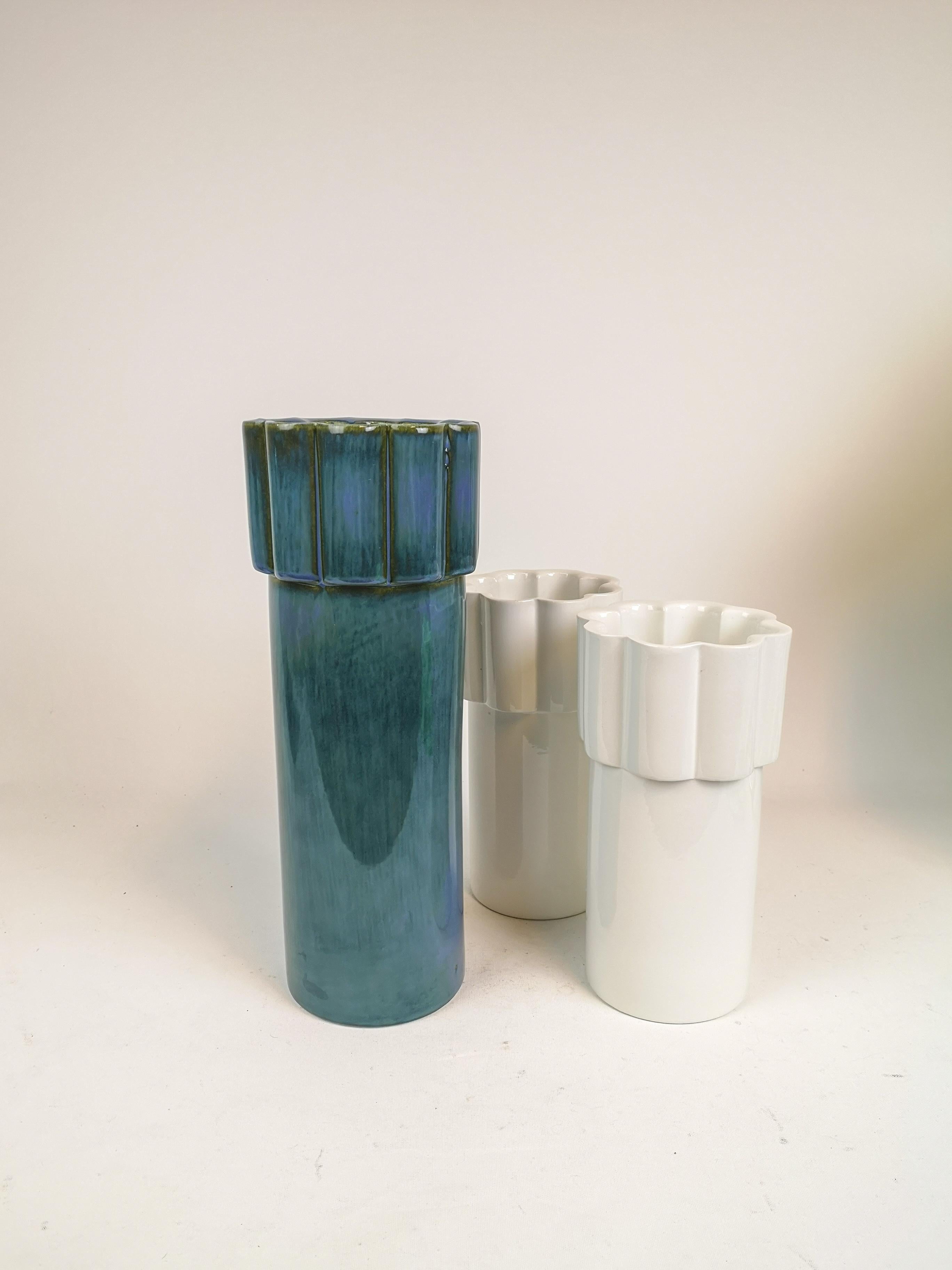 Ceramic Scandinavian Modern Set of 3 Vases Konvex by Karin Björquist Gustavsberg, Sweden For Sale