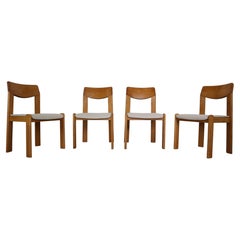 Used Scandinavian Modern Set of 4 Sculpture Oak Dinning Room Chairs, 1960 Denmark