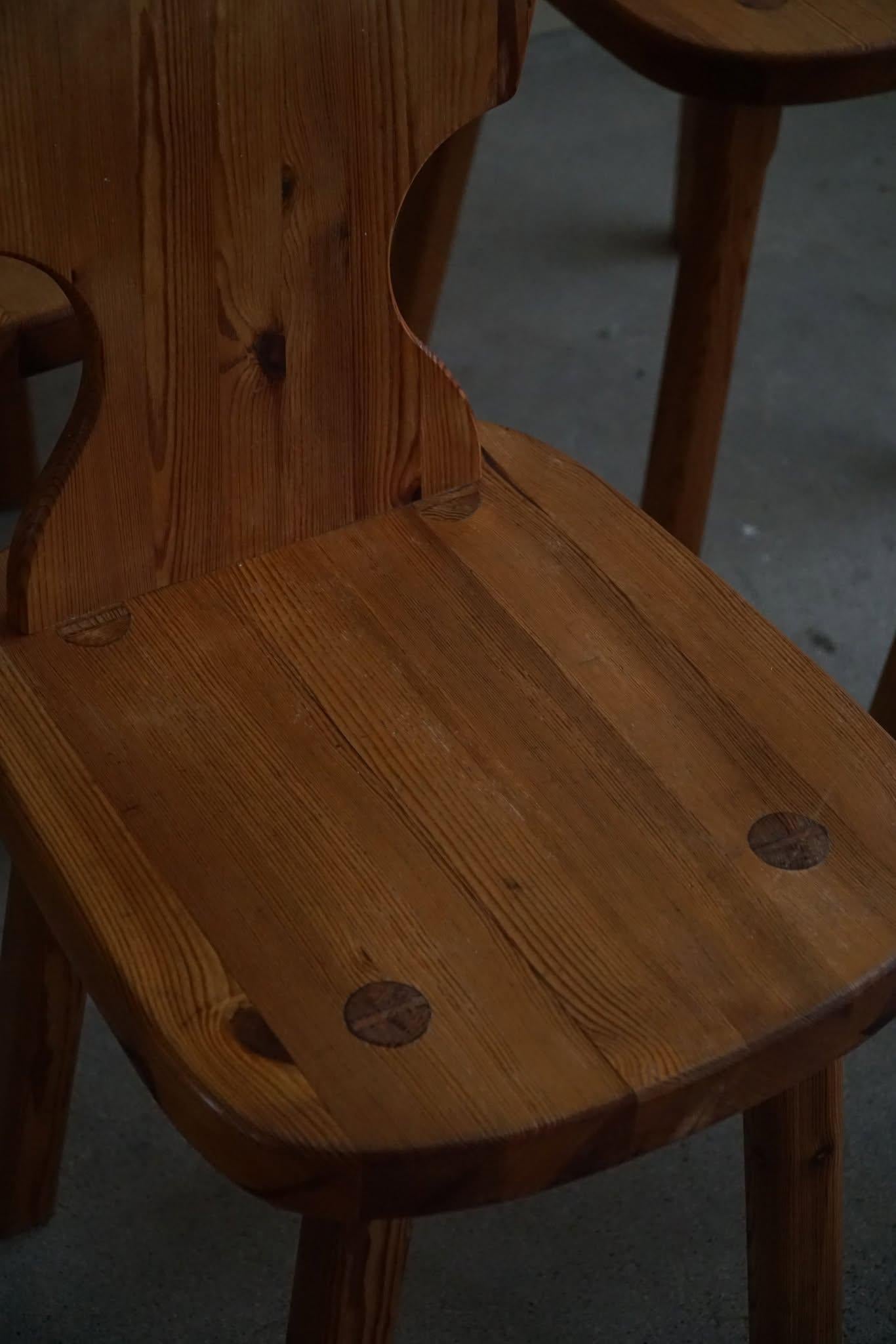 Scandinavian Modern, Set of 6 Chairs in Pine, by a Swedish Cabinetmaker, 1960s 8