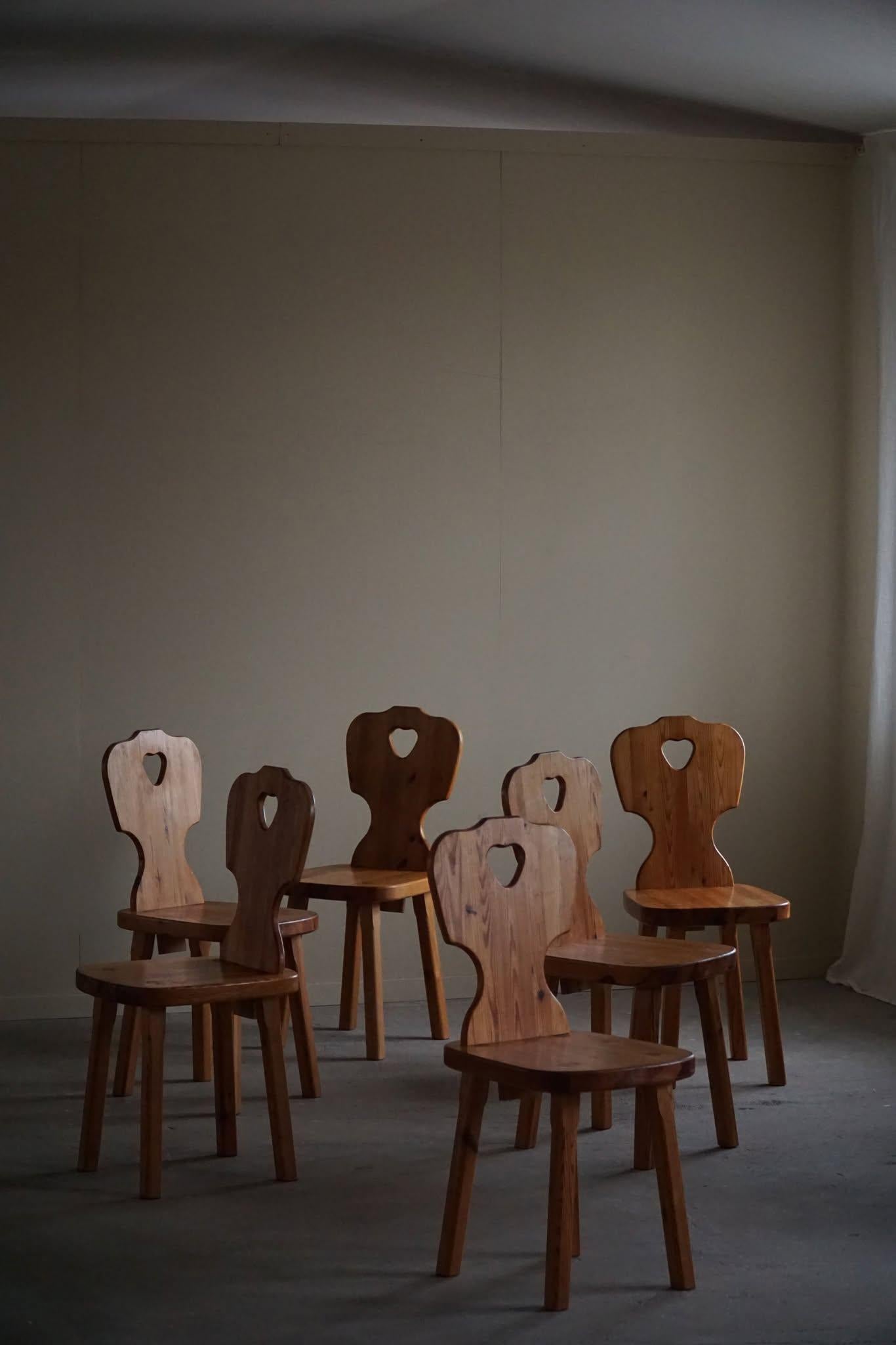 Scandinavian Modern, Set of 6 Chairs in Pine, by a Swedish Cabinetmaker, 1960s 9