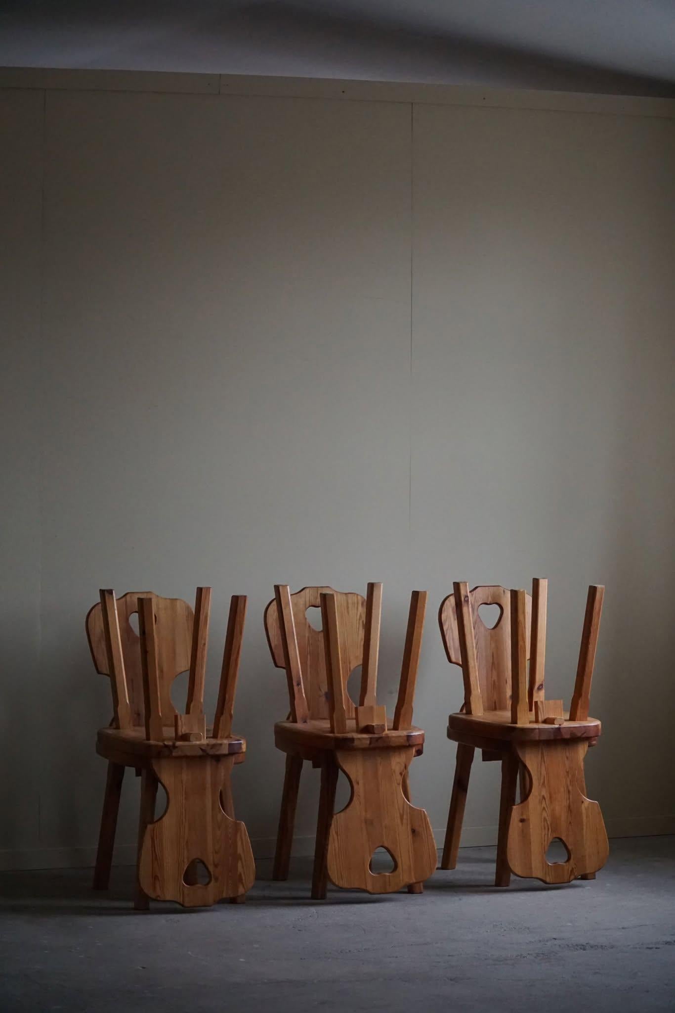 Scandinavian Modern, Set of 6 Chairs in Pine, by a Swedish Cabinetmaker, 1960s 10