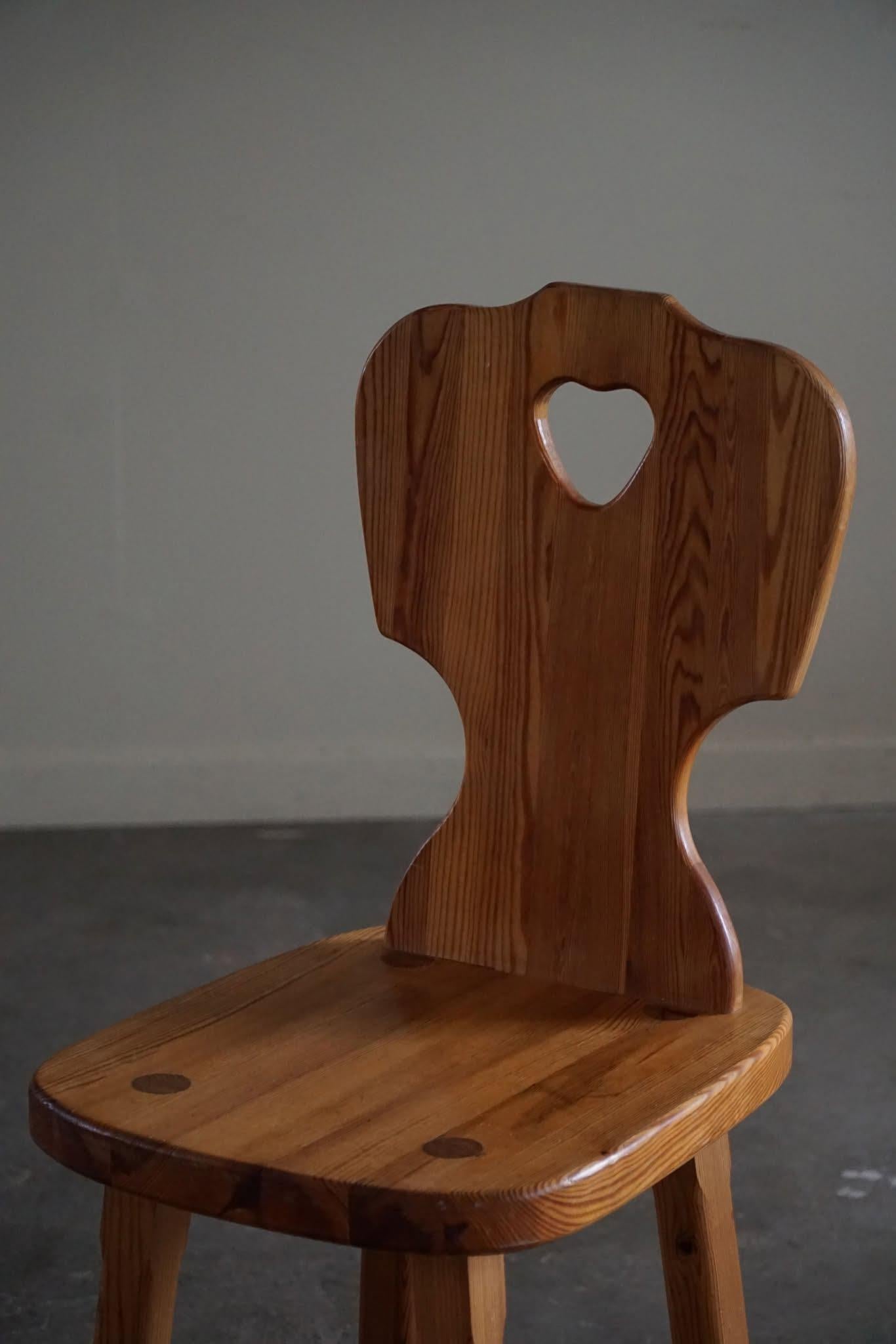 Hand-Crafted Scandinavian Modern, Set of 6 Chairs in Pine, by a Swedish Cabinetmaker, 1960s
