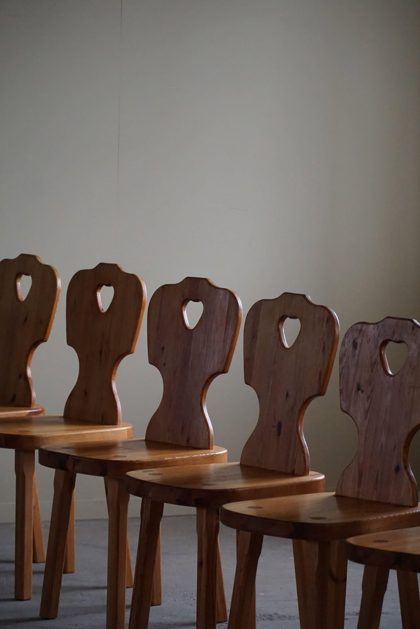 20th Century Scandinavian Modern, Set of 6 Chairs in Pine, by a Swedish Cabinetmaker, 1960s
