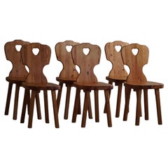 Scandinavian Modern, Set of 6 Chairs in Pine, by a Swedish Cabinetmaker, 1960s
