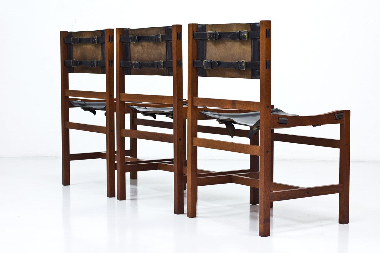 Mid-20th Century Scandinavian Modern, Set of 6 Danish Chairs in Teak and Saddle Leather
