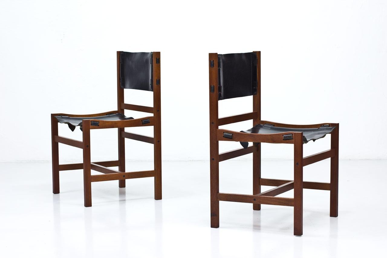 Scandinavian Modern, Set of 6 Danish Chairs in Teak and Saddle Leather 1